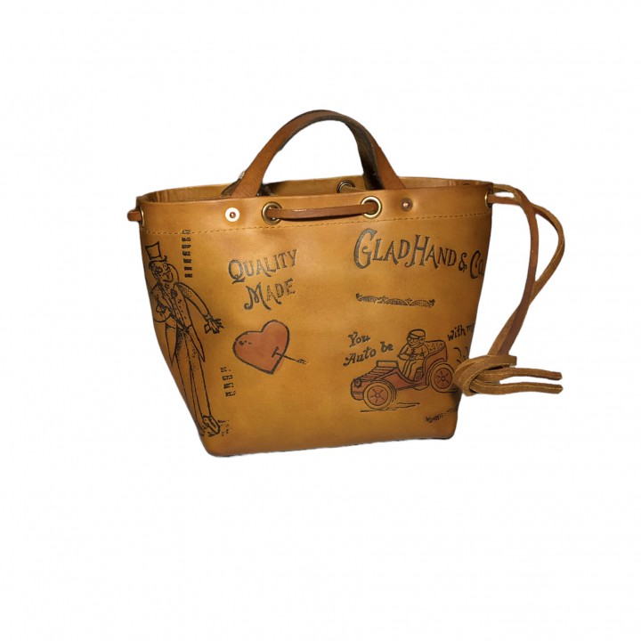 LEATHER PURSE BAG “GLAD POSTALS” / BROWNの商品画像１